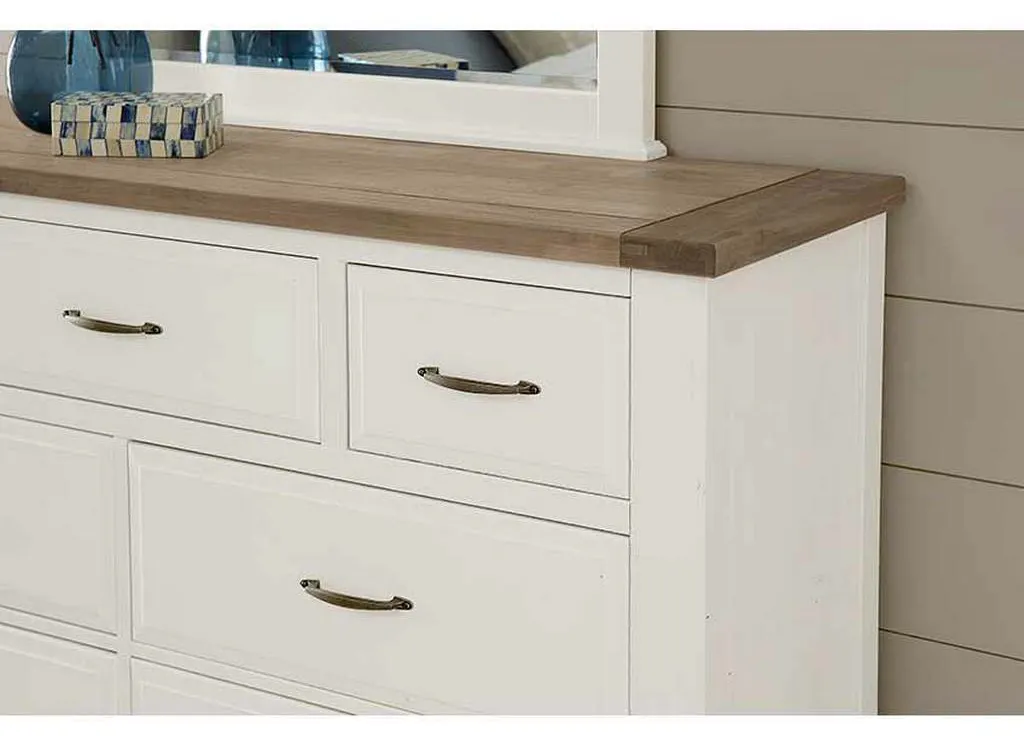 Artisan and Post 116-003 Maple Road Two-Tone Triple Dresser 7 Drawer Soft White Natural Top Artisan and Post 116-003 Maple Road Two-Tone Triple Dresser 7 Drawer Soft White Natural Top