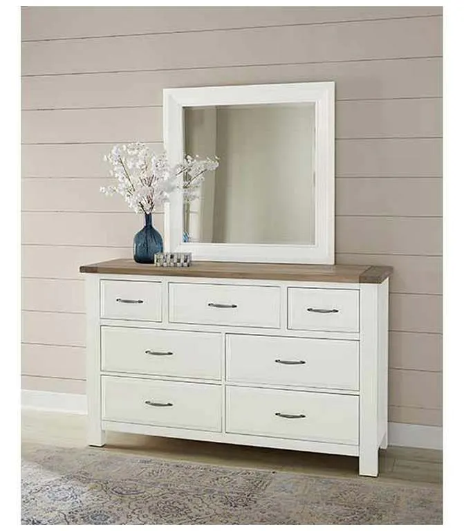Artisan and Post 116-003 Maple Road Two-Tone Triple Dresser 7 Drawer Soft White Natural Top Artisan and Post 116-003 Maple Road Two-Tone Triple Dresser 7 Drawer Soft White Natural Top