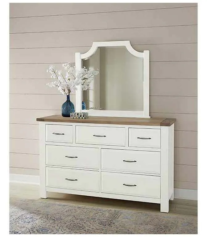 Artisan and Post 116-447 Maple Road Two-Tone Scalloped Mirror Soft White Natural Top Artisan and Post 116-447 Maple Road Two-Tone Scalloped Mirror Soft White Natural Top