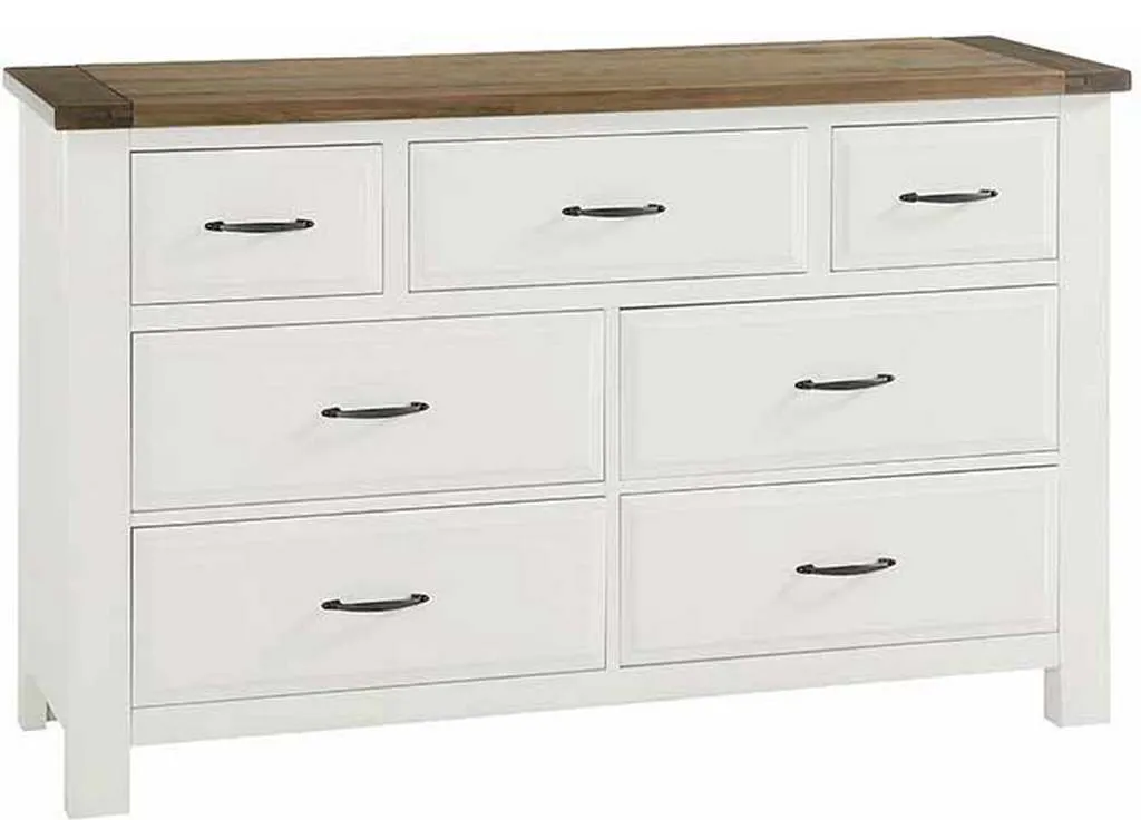 Artisan and Post 116-003 Maple Road Two-Tone Triple Dresser 7 Drawer Soft White Natural Top Artisan and Post 116-003 Maple Road Two-Tone Triple Dresser 7 Drawer Soft White Natural Top