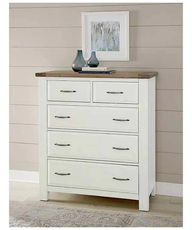 Artisan and Post 116-115 Maple Road Two-Tone Chest 5 Drawer Soft White Natural Top Artisan and Post 116-115 Maple Road Two-Tone Chest 5 Drawer Soft White Natural Top