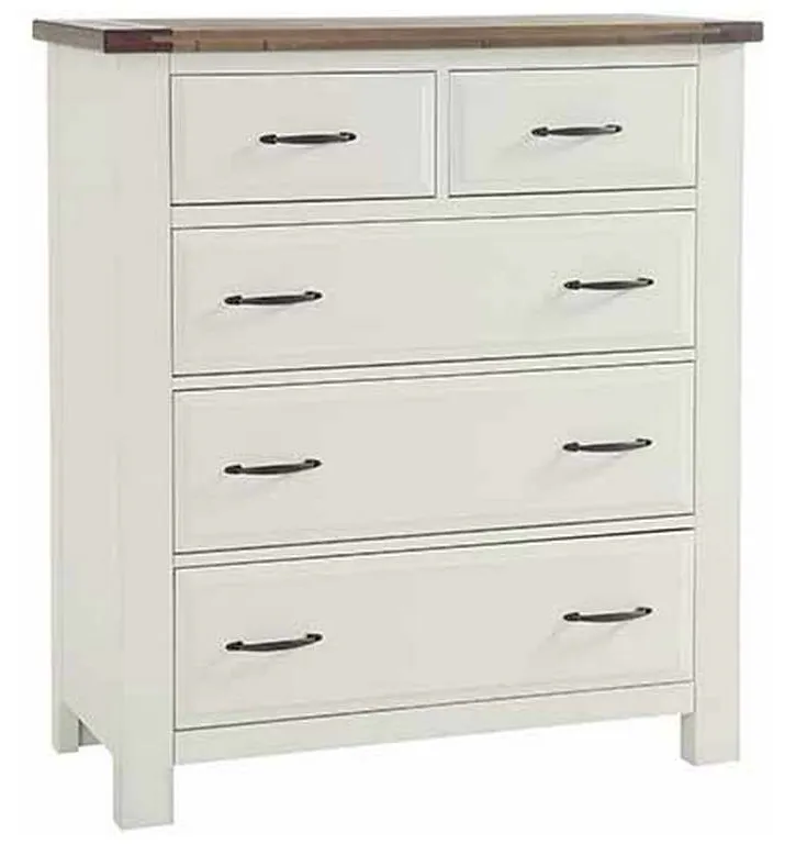 Artisan and Post 116-115 Maple Road Two-Tone Chest 5 Drawer Soft White Natural Top Artisan and Post 116-115 Maple Road Two-Tone Chest 5 Drawer Soft White Natural Top