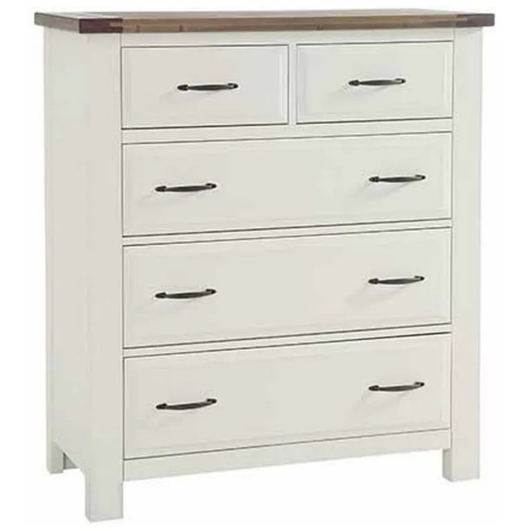 Artisan and Post 116-115 Maple Road Two-Tone Chest 5 Drawer Soft White Natural Top Artisan and Post 116-115 Maple Road Two-Tone Chest 5 Drawer Soft White Natural Top