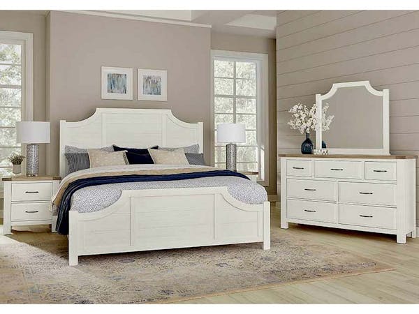 Artisan and Post 116-667-766-733-MS2 Maple Road Two-Tone King Scalloped Bed Soft White Artisan and Post 116-667-766-733-MS2 Maple Road Two-Tone King Scalloped Bed Soft White
