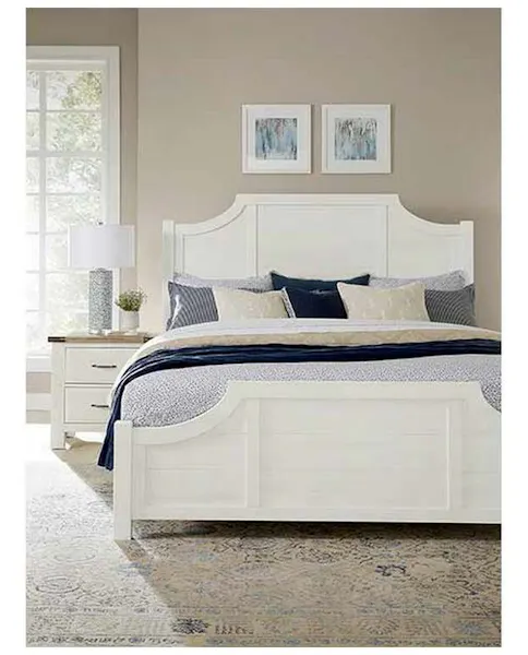 Artisan and Post 116-667-766-733-MS2 Maple Road Two-Tone King Scalloped Bed Soft White Artisan and Post 116-667-766-733-MS2 Maple Road Two-Tone King Scalloped Bed Soft White
