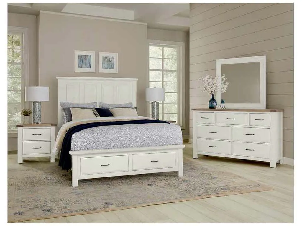 Artisan and Post 116-669-066B-502-666 Maple Road Two-Tone King Mansion Storage Bed Soft White Natural Top Artisan and Post 116-669-066B-502-666 Maple Road Two-Tone King Mansion Storage Bed Soft White Natural Top