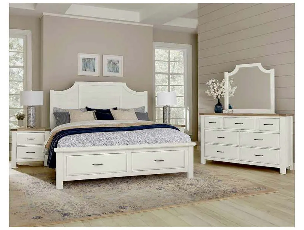 Artisan and Post 116-667-066B-502-666 Maple Road Two-Tone King Scalloped Storage Bed Soft White Natural Top Artisan and Post 116-667-066B-502-666 Maple Road Two-Tone King Scalloped Storage Bed Soft White Natural Top