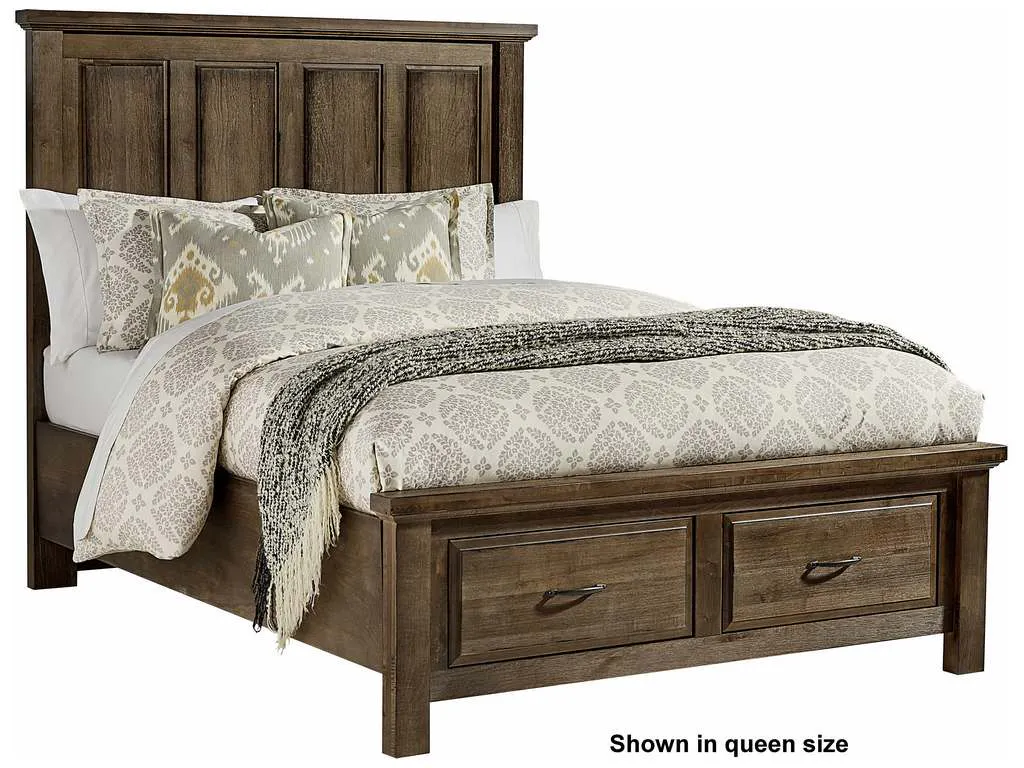 Artisan and Post 117-559-050B-502-555T Maple Road Queen Mansion Bed with Storage Footboard Maple Syrup