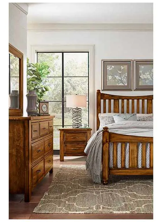 Artisan and Post 118-558-855-722 Maple Road Queen Slat Poster Bed with Slat Poster Footboard Antique Amish Artisan and Post 118-558-855-722 Maple Road Queen Slat Poster Bed with Slat Poster Footboard Antique Amish