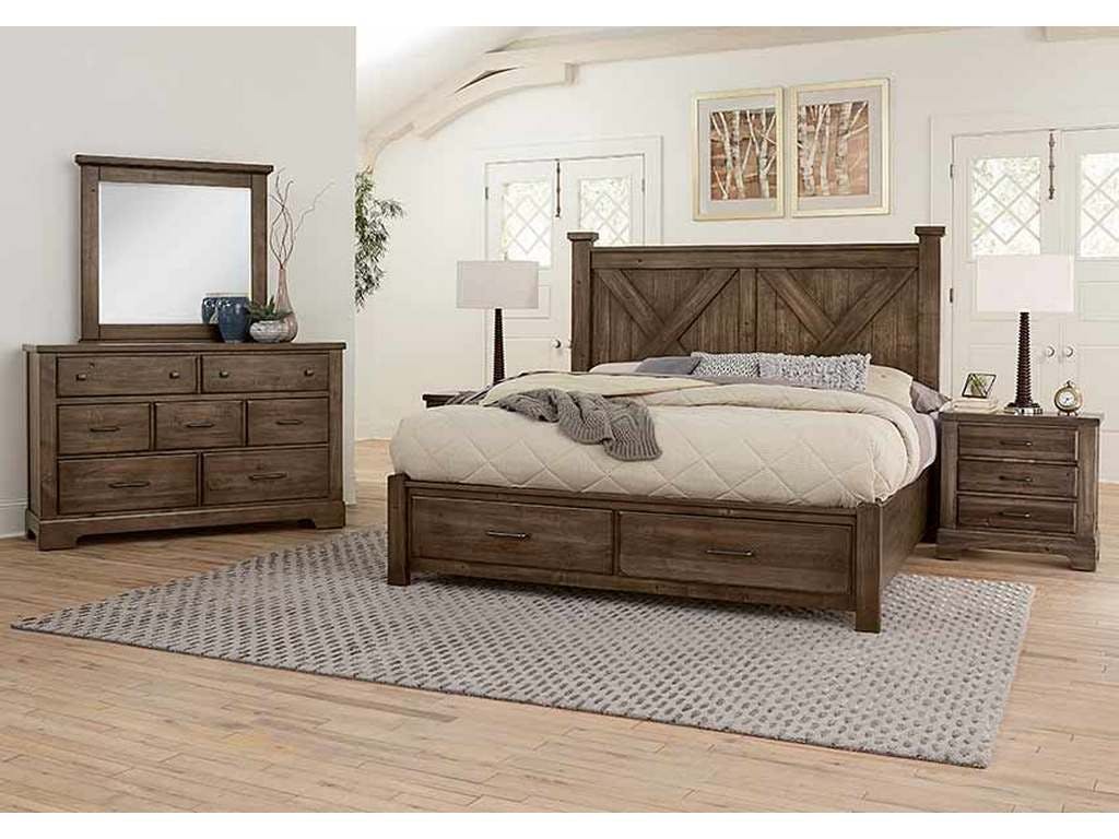 Artisan and Post 170-667-066B-602-602T Cool Rustic California King X Bed with Footboard Storage Mink Artisan and Post 170-667-066B-602-602T Cool Rustic California King X Bed with Footboard Storage Mink