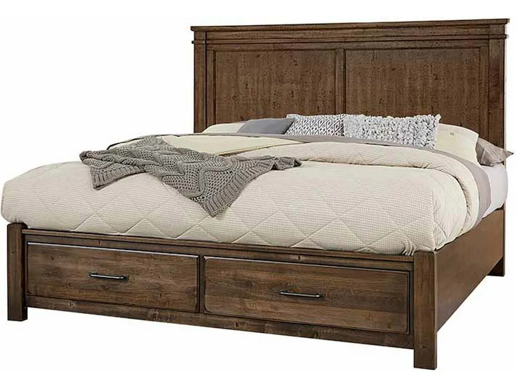 Artisan and Post 170-551-050B-505-555T Cool Rustic Queen Mansion Bed with Footboard Storage Mink