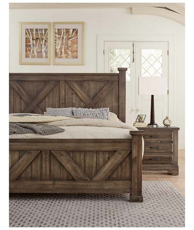 Artisan and Post 170-667-766-933-MS2 Cool Rustic King X Bed with X Footboard Mink Artisan and Post 170-667-766-933-MS2 Cool Rustic King X Bed with X Footboard Mink