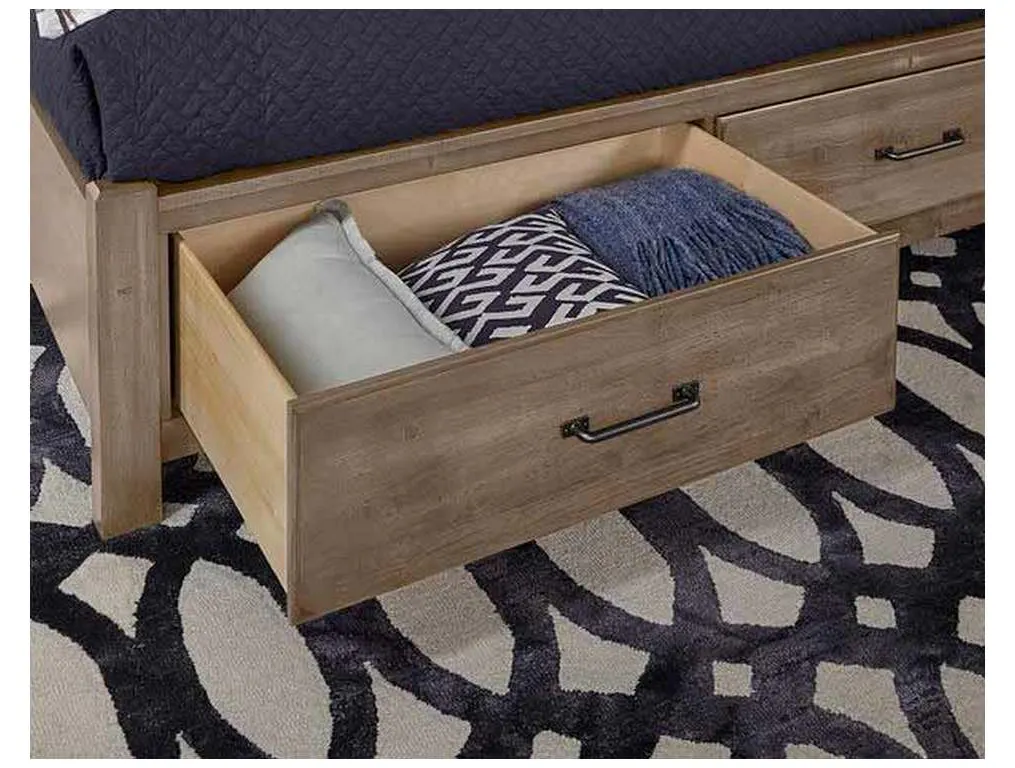 Artisan and Post 172-661-066B-602 Cool Rustic California King Mansion Bed with Footboard Storage Stone Grey Artisan and Post 172-661-066B-602 Cool Rustic California King Mansion Bed with Footboard Storage Stone Grey