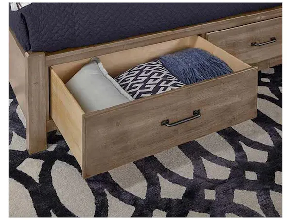 Artisan and Post 172-557-050B-502-555T Cool Rustic Queen X Bed with Footboard Storage Stone Grey Artisan and Post 172-557-050B-502-555T Cool Rustic Queen X Bed with Footboard Storage Stone Grey