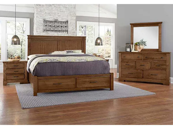 Artisan and Post 174-661-066B-502-666T Cool Rustic King Mansion Bed with Footboard Storage Amber Artisan and Post 174-661-066B-502-666T Cool Rustic King Mansion Bed with Footboard Storage Amber