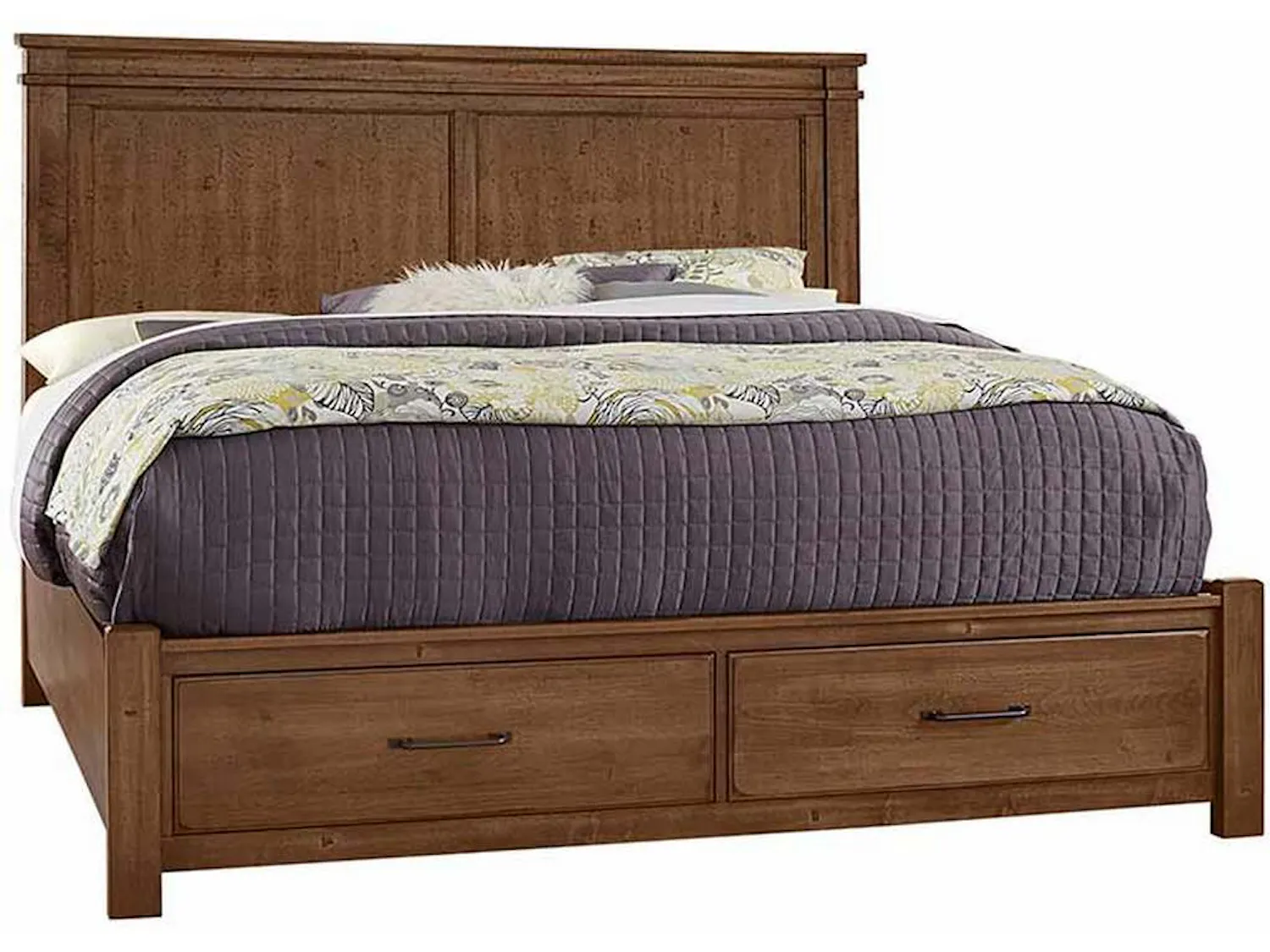 Artisan and Post 174-661-066B-502-666T Cool Rustic King Mansion Bed with Footboard Storage Amber