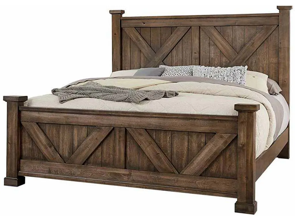 Artisan and Post 170-557-755-922 Cool Rustic Queen X Bed with X Footboard Mink