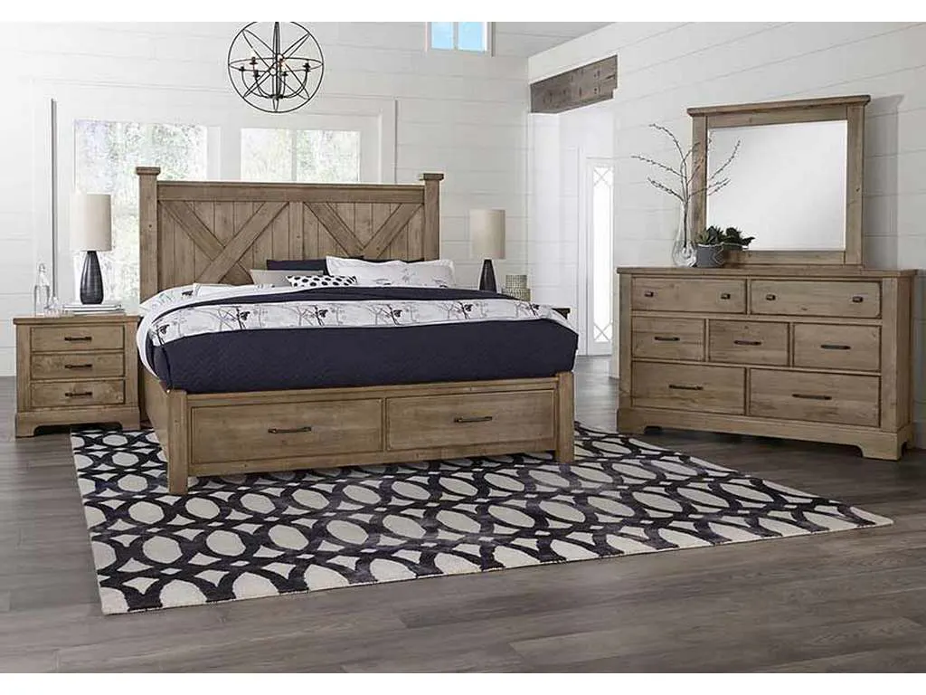 Artisan and Post 172-557-050B-502-555T Cool Rustic Queen X Bed with Footboard Storage Stone Grey Artisan and Post 172-557-050B-502-555T Cool Rustic Queen X Bed with Footboard Storage Stone Grey