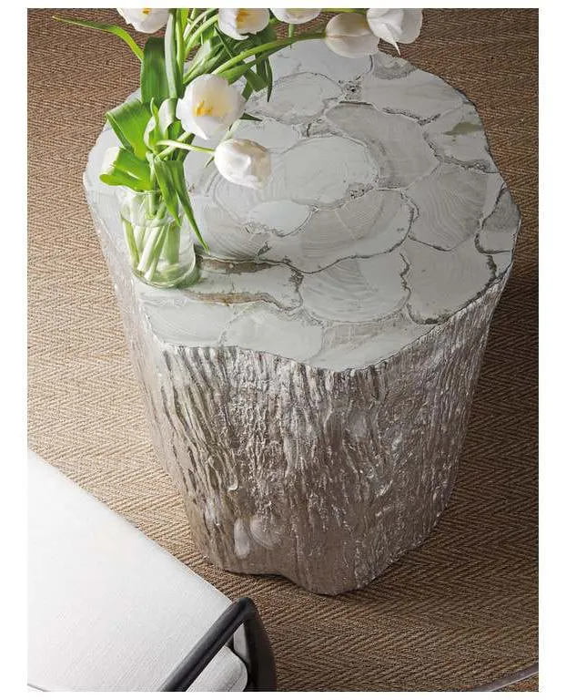 Artistica Home 2037-870-56C Signature Designs Trunk Segment Round Dining Table with Glass Top Silver Leaf Artistica Home 2037-870-56C Signature Designs Trunk Segment Round Dining Table with Glass Top Silver Leaf