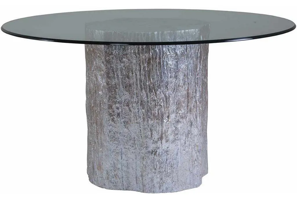 Artistica Home 2037-870-56C Signature Designs Trunk Segment Round Dining Table with Glass Top Silver Leaf Artistica Home 2037-870-56C Signature Designs Trunk Segment Round Dining Table with Glass Top Silver Leaf
