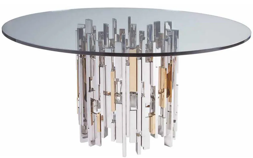 Artistica Home 2041-870-60C Signature Designs Cityscape Round Dining Table with Glass Top Artistica Home 2041-870-60C Signature Designs Cityscape Round Dining Table with Glass Top