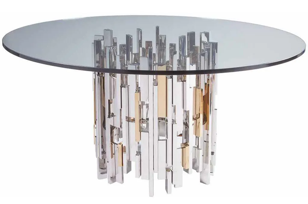 Artistica Home 2041-870-60C Signature Designs Cityscape Round Dining Table with Glass Top Artistica Home 2041-870-60C Signature Designs Cityscape Round Dining Table with Glass Top