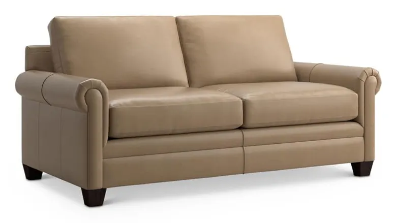 Bassett 3887-52L Carolina Leather Panel Arm Studio Sofa Bassett 3887-52L Carolina Leather Panel Arm Studio Sofa