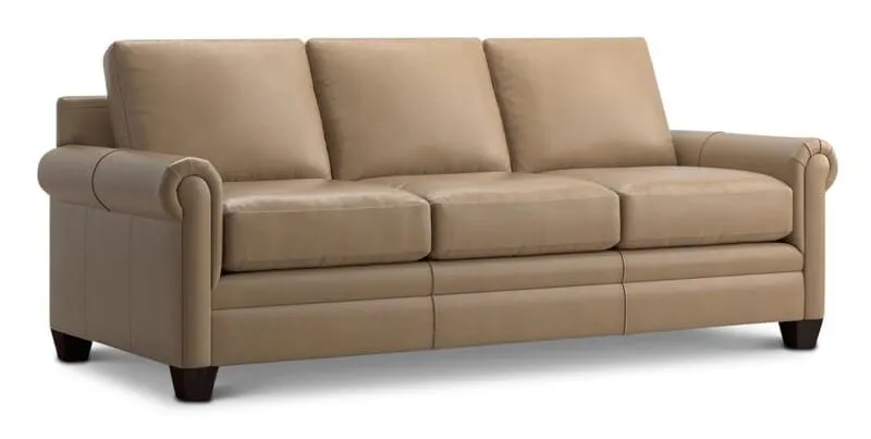 Bassett 3887-72L Carolina Leather Panel Arm Sofa