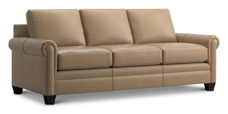 Bassett 3887-7QL Carolina Leather Panel Arm Queen Sleeper Bassett 3887-7QL Carolina Leather Panel Arm Queen Sleeper