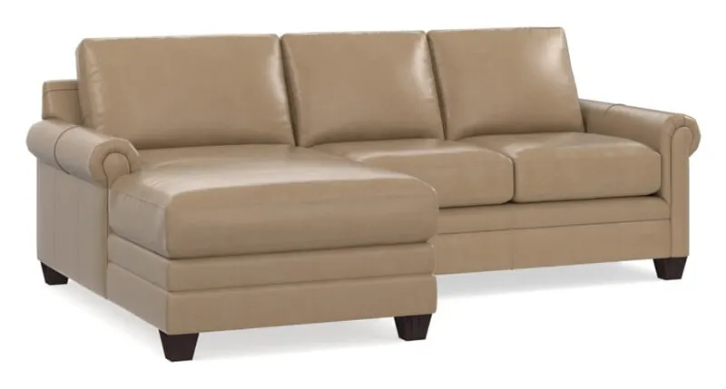 Bassett 3887-LCSECTLS Carolina Leather Panel Arm L Chaise Sectional Bassett 3887-LCSECTLS Carolina Leather Panel Arm L Chaise Sectional
