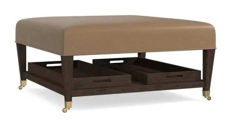 Bassett 1510-3939L  Kara Medium Leather Ottoman
