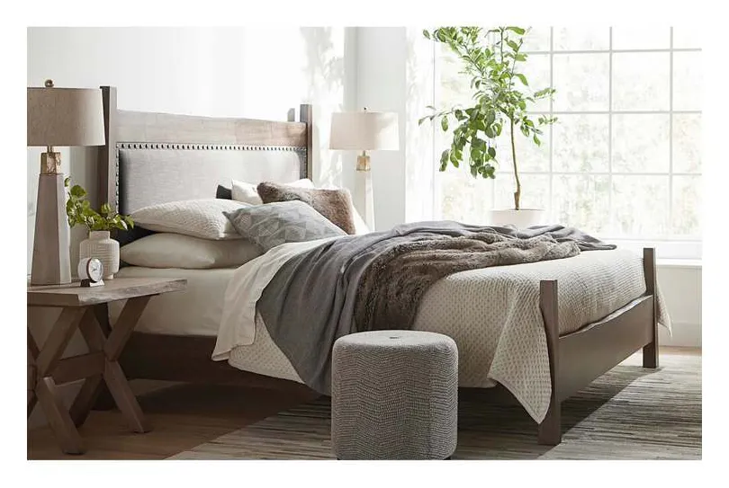 Bassett 2015-K153F Heritage Maple Live Edge Upholstered Panel Bed Bassett 2015-K153F Heritage Maple Live Edge Upholstered Panel Bed