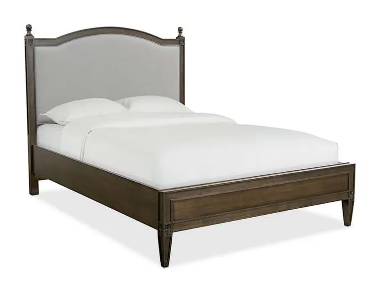 Bassett 2611-K163L Charlotte Upholstered King Bed With Low Footboard In Tavern Finish Bassett 2611-K163L Charlotte Upholstered King Bed With Low Footboard In Tavern Finish