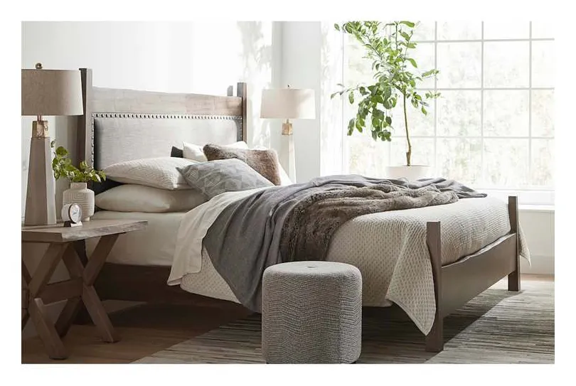 Bassett 2015-K163F Heritage Maple Live Edge Upholstered Panel King Bed Bassett 2015-K163F Heritage Maple Live Edge Upholstered Panel King Bed
