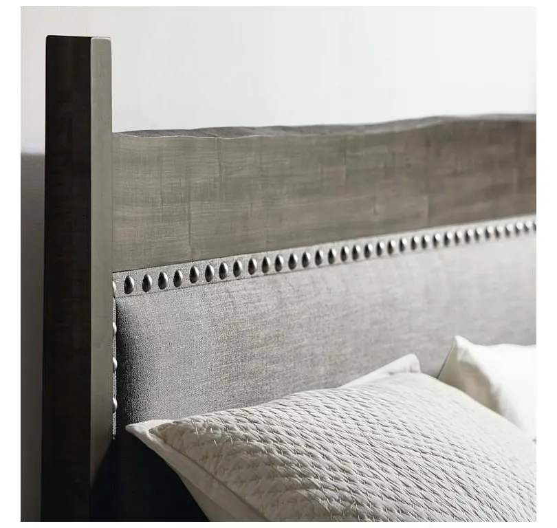 Bassett 2015-K163F Heritage Maple Live Edge Upholstered Panel King Bed Bassett 2015-K163F Heritage Maple Live Edge Upholstered Panel King Bed