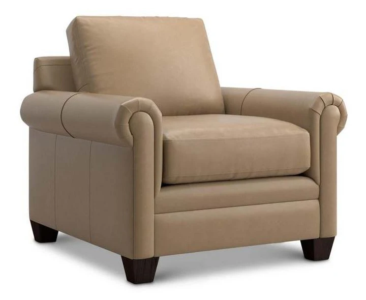 Bassett 3887-12L Carolina Leather Panel Arm Chair Bassett 3887-12L Carolina Leather Panel Arm Chair