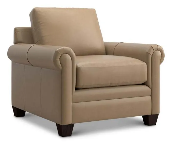 Bassett 3887-12L Carolina Leather Panel Arm Chair Bassett 3887-12L Carolina Leather Panel Arm Chair