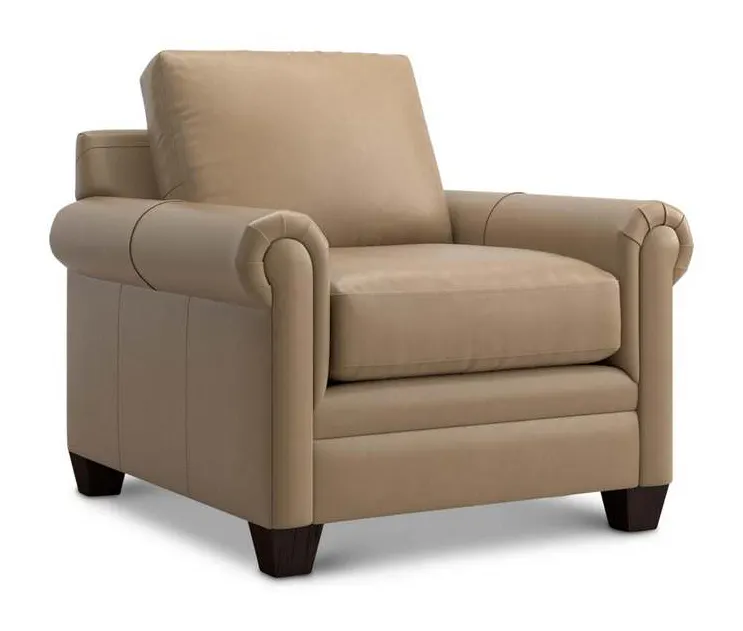 Bassett 3887-12L Carolina Leather Panel Arm Chair Bassett 3887-12L Carolina Leather Panel Arm Chair