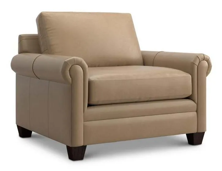 Bassett 3887-18L  Carolina Leather Panel Arm Chair and a Half