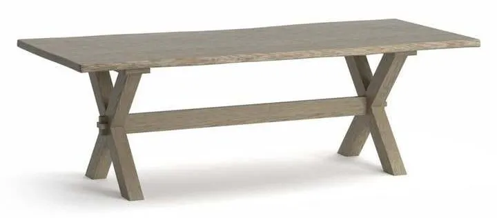 Bassett 4121-9042XLE Crossbuck Oak Live Edge Dining Table