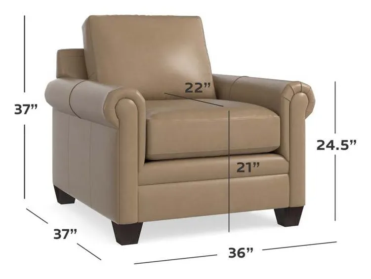 Bassett 3887-12L Carolina Leather Panel Arm Chair Bassett 3887-12L Carolina Leather Panel Arm Chair