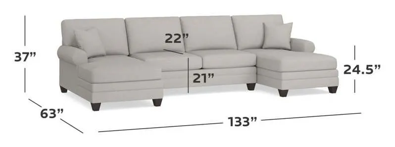 Bassett 3851-CSECT Carolina Sock Arm Double Chaise Sectional Bassett 3851-CSECT Carolina Sock Arm Double Chaise Sectional