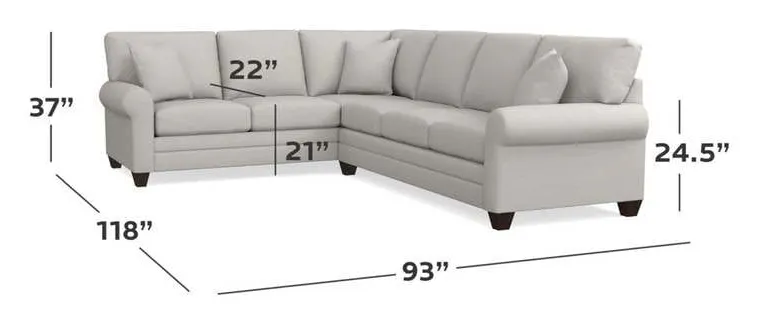 Bassett 3851-LLSECT Carolina Sock Arm Large L Shaped Sectional Bassett 3851-LLSECT Carolina Sock Arm Large L Shaped Sectional