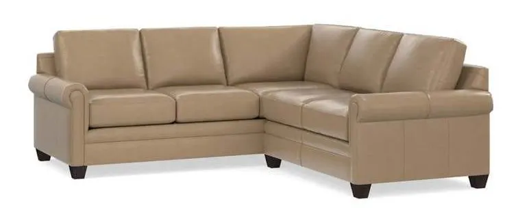 Bassett 3887-LSECTL  Carolina Leather Panel Arm L Shaped Sectional