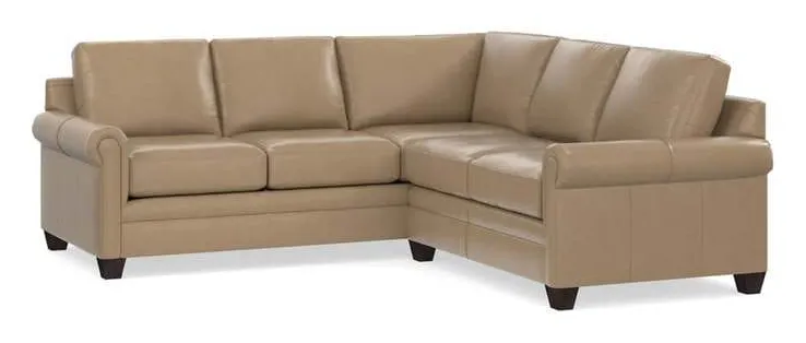 Bassett 3887-LSECTL Carolina Leather Panel Arm L Shaped Sectional Bassett 3887-LSECTL Carolina Leather Panel Arm L Shaped Sectional
