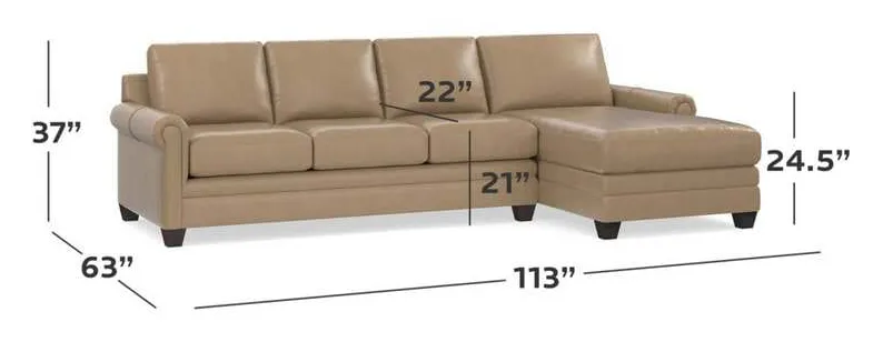Bassett 3887-RCSECTLL Carolina Leather Right Chaise Sectional Bassett 3887-RCSECTLL Carolina Leather Right Chaise Sectional