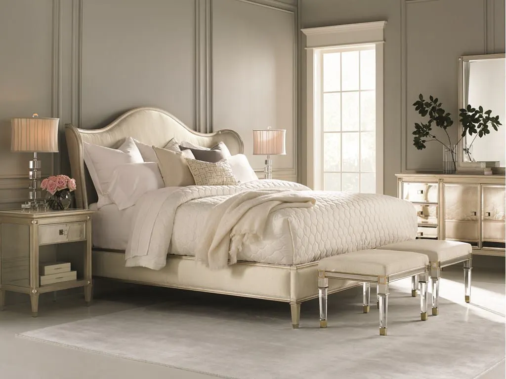 Caracole CLA-016-083 Caracole Classic Silver and Gold Bench Ottoman Caracole CLA-016-083 Caracole Classic Silver and Gold Bench Ottoman