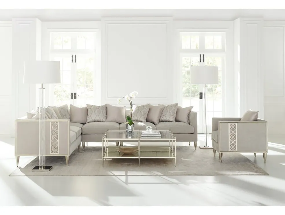 Caracole UPH-019-AC1-B Caracole Classic Fret Knot Armless Chair Sectional Caracole UPH-019-AC1-B Caracole Classic Fret Knot Armless Chair Sectional