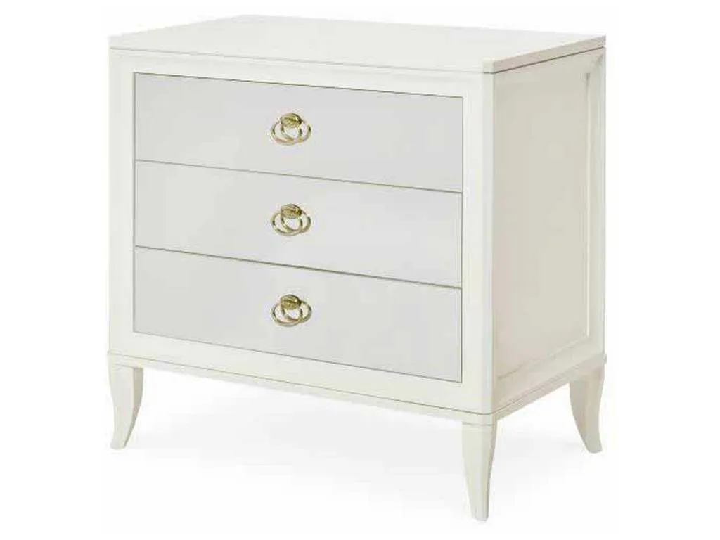 Century 339-223G Tribeca Three Drawer Nightstand With Mirrored Drawers