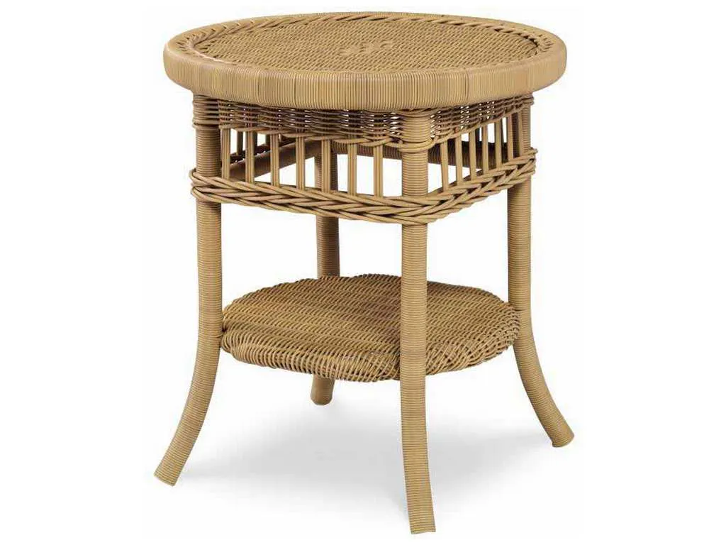 Century AE-D40-83-NT Mainland Wicker Side Table with Tempered Glass